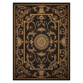 9x12 Chocolate, Gold, Brown Color Hand Woven French Aubusson Flatweave Wool Traditional Oriental Rug